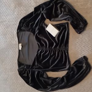 NWT Meraki dark gray velvet crop top size large.